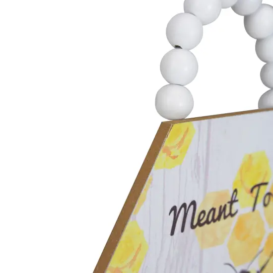 Northlight Beaded Hanger "Meant to Bee" Hexagon Plaque Wall Art - 7" White {4}