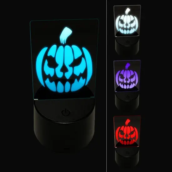 Spooky Halloween Jack o Lantern Pumpkin 3D Illusion LED Night Light Sign Nightstand Desk Lamp {1}