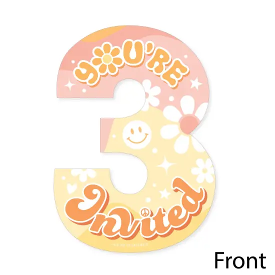 Big Dot of Happiness Young, Wild and Three - Shaped Fill-In Invitations - Boho Hippie Third Birthday Party Invitation Cards with Envelopes - Set of 12 {4}