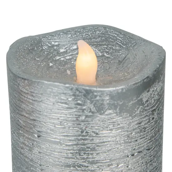 Northlight Set of 3 Brushed Silver-tone LED Flickering Flameless Pillar Candles 8" {7}