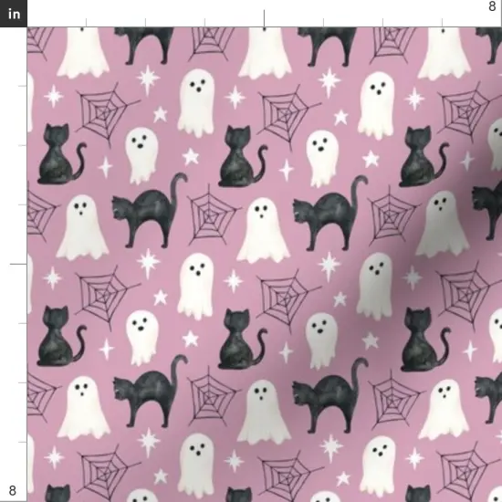 Various Fabrics by the Yard or Fat Quarter Halloween Spooky Ghosts Black Cat Lilac Purple Cute Small Scale Custom Printed Fabric by Spoonflower {4}