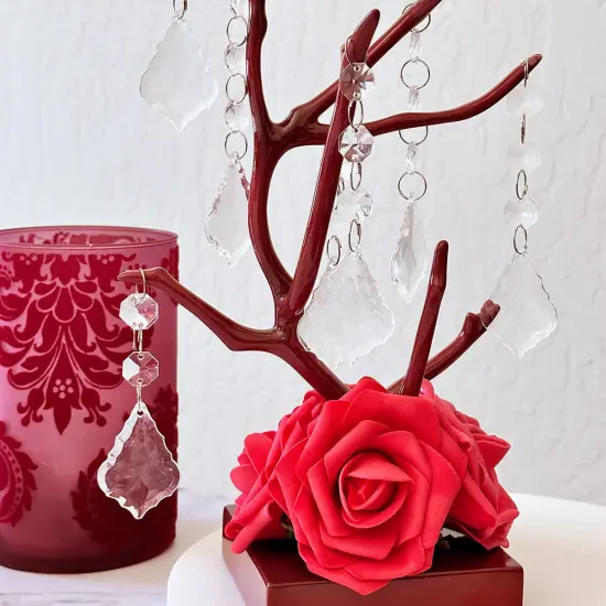 Wrapables Acrylic Hanging Crystal Bead Strands for Chandeliers, Garlands, Wedding Decorations, Christmas Tree Ornaments (20pcs) Maple Leaf {6}