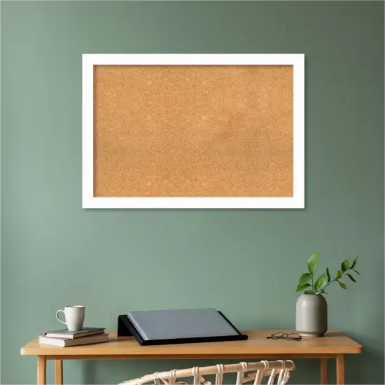 Basic Narrow Wood Framed Corkboard, Natural Cork Basic White {5}