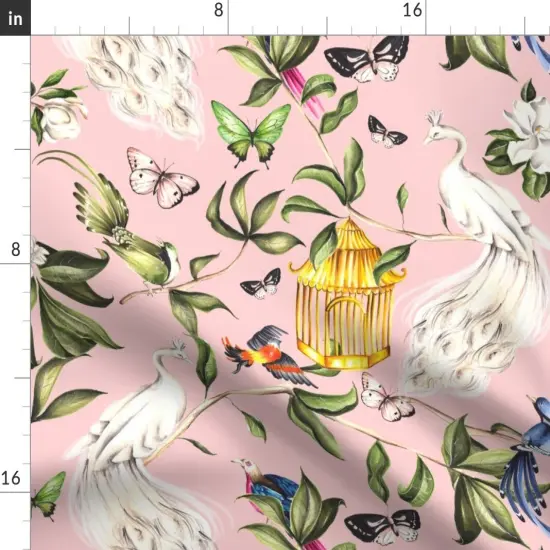 Various Fabrics by the Yard or Fat Quarter Chinoiserie Maximalist Peacock Botanical Birdcage Nature Birds Whimsical Custom Printed Fabric by Spoonflower {2}