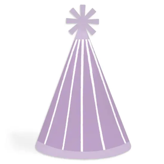 Big Dot of Happiness Purple Stripes - Cone Happy Birthday Party Hats for Kids and Adults - Set of 8 (Standard Size) {1}