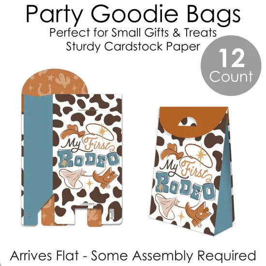 Big Dot of Happiness My First Rodeo - Little Cowboy 1st Birthday Gift Favor Bags - Party Goodie Boxes - Set of 12 {6}