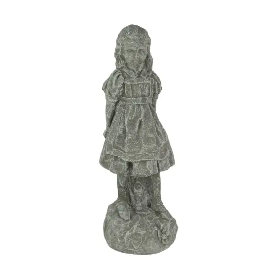 Alice in Wonderland Light Gray Finish Solid Cement Statue 19.5 Inches High {1}