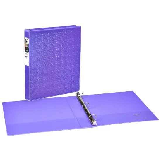 Avery Luxe Collection Durable Holographic 3 Ring Binder, Customizable View Cover, 1 Inch Round Rings, 1 Holographic Violet Binder (03226) {2}