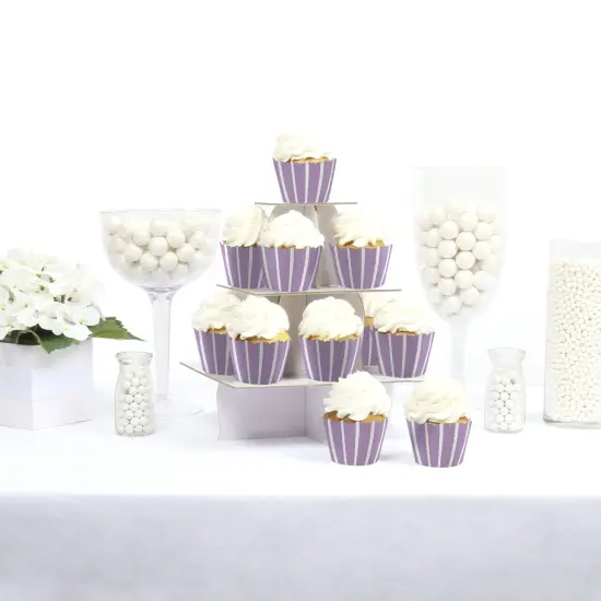 Big Dot of Happiness Purple Stripes - Simple Party Decorations - Party Cupcake Wrappers - Set of 12 {3}