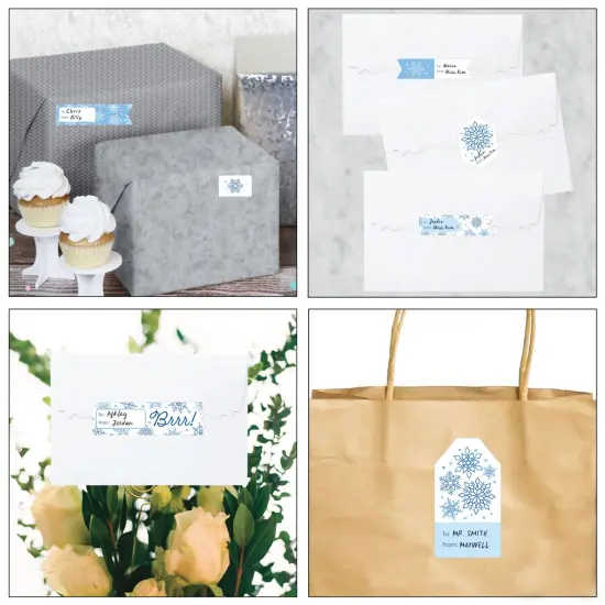 Big Dot of Happiness Blue Snowflakes - Assorted Winter Holiday Party Gift Tag Labels - To and From Stickers - 12 Sheets - 120 Stickers {7}