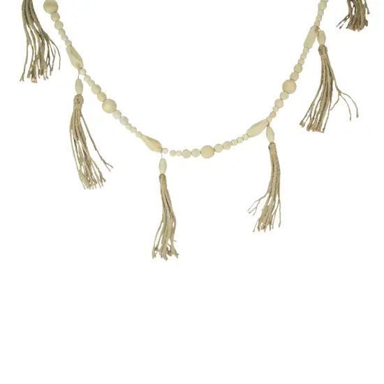 Bohemian Style Wooden Bead and Jute Rope Tassel Hanging Garland Boho {3}