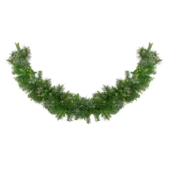 Northlight Pre-Lit Battery Operated Ashcroft Cashmere Pine Christmas Garland - 6' x 14"- Warm White LED Lights Green {1}
