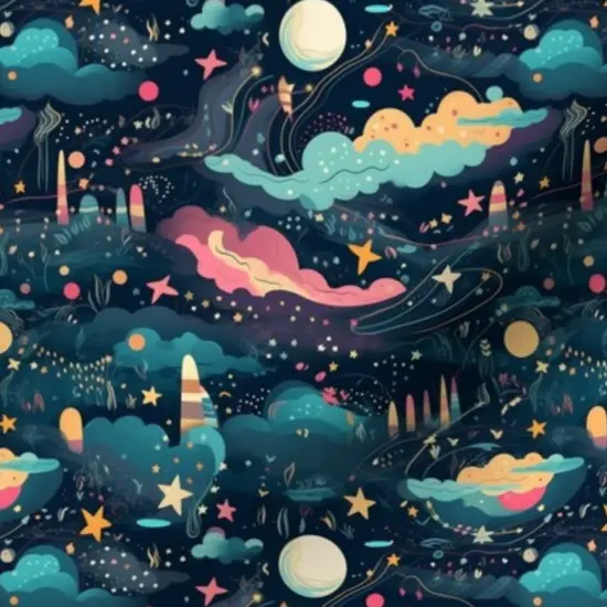 Various Fabrics by the Yard or Fat Quarter Dreams Celestial Galaxy Moon Stars Clouds Custom Printed Fabric by Spoonflower {7}