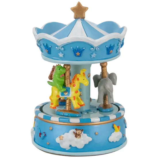 Northlight Children's Blue Sleepy Time Animated Musical Carousel - 6.5" - Blue {1}