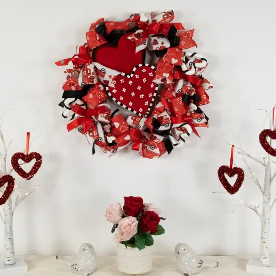 Northlight Ribbon and Twig Valentine's Day Wreath - 17" Red {4}