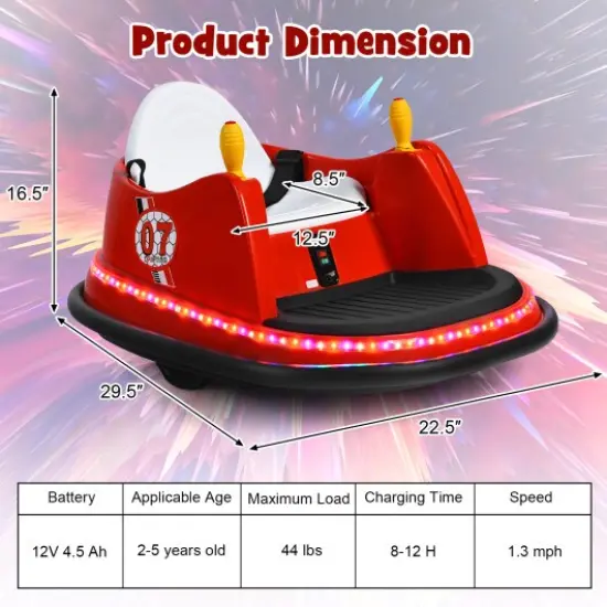 Kids Ride On Bumper Car with Remote Control Ideal Gift for Special Occasions Red {2}