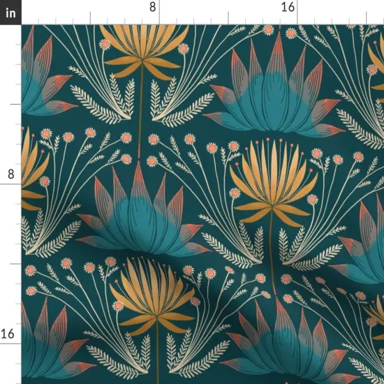 Various Fabrics by the Yard or Fat Quarter Floral Botanical Moody Wildflower Nature Garden Jewel Tone Custom Printed Fabric by Spoonflower {2}