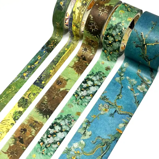 Wrapables Decorative Gold Foil Washi Tape Box Set for Arts & Crafts, Scrapbooking, Stationery, Diary (10 Rolls) Artwork {4}