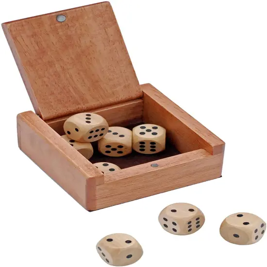 WE Games Wooden Dice Box and 8 Wooden Dice {1}