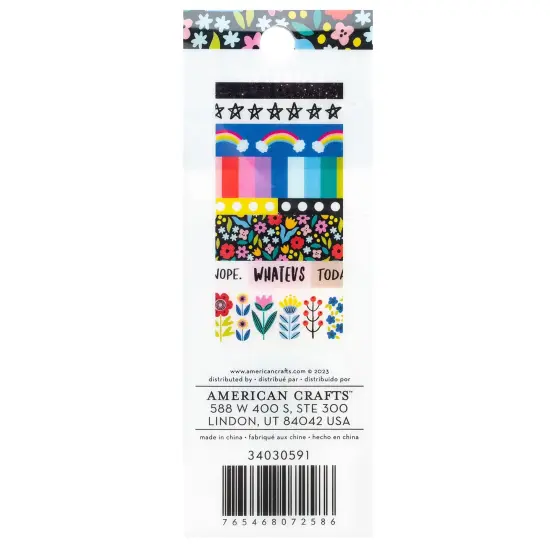 American Crafts Whatevs Washi Tape 8/Pkg-Black Glitter {2}