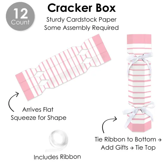 Big Dot of Happiness Pink Stripes - No Snap Simple Party Table Favors - DIY Cracker Boxes - Set of 12 {7}