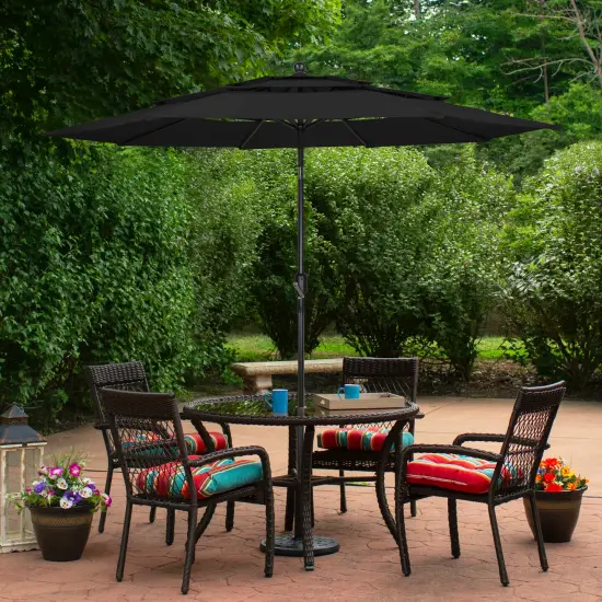 Northlight 9.75ft Outdoor Patio Market Umbrella with Hand Crank and Tilt, Black {3}