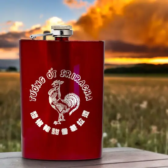8oz RED Sriracha Flask {3}