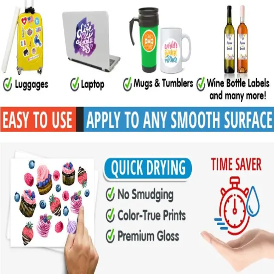 25 Sheets 8.5"x11" Ink Jet Printable White Glossy Vinyl Sticker by Sihl {4}