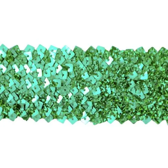 10 yards of 5 Row 1 3/4" Starlight Hologram Square Sequin Stretch Trim | 10 yard cut Green {1}