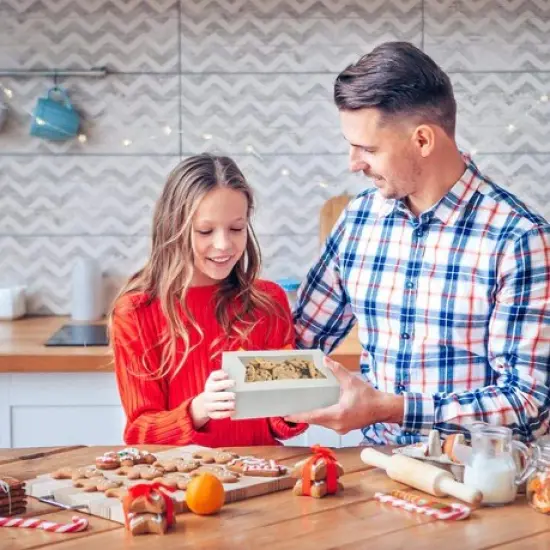 8" x 5 3/4" x 2 1/2" H White Bakery Treat Boxes with Window Pastry Boxes for Cakes, Cookies and Desserts {5}