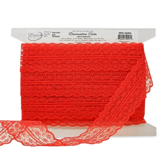 5 Yards of 1 3/4" X 20 Yards of Scarlet Lace Trim | 5 yard cut Lavender {3}