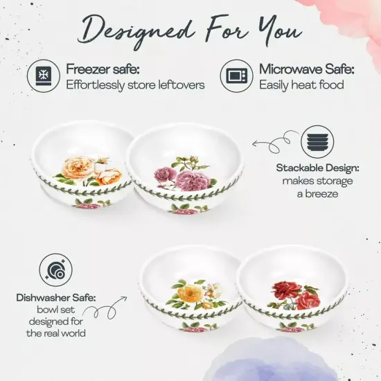 Portmeirion Botanic Roses Set of 4 Fruit Salad Bowl with Assorted Rose Motif {3}