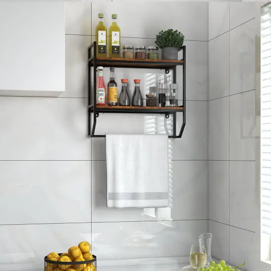 Over The Toilet Shelf Wall Mounted With Metal Frame For Bathroom {2}