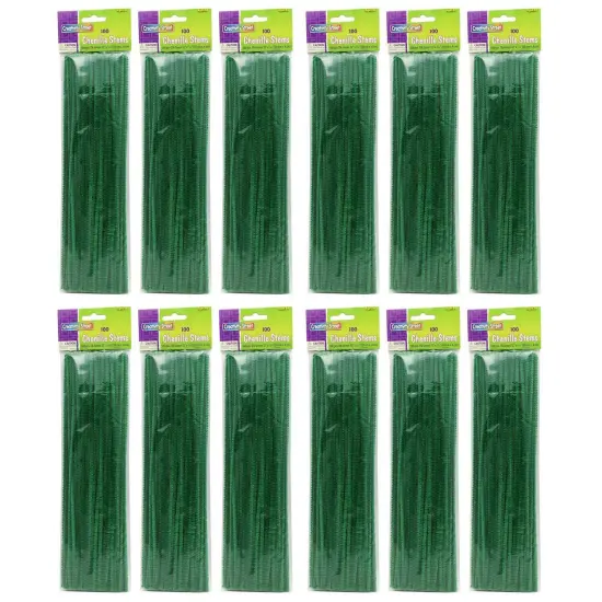 Regular Stems, Dark Green, 12" x 4 mm, 100 Per Pack, 12 Packs {1}