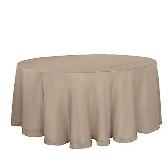 120" Round Faux Burlap Tablecloth Brown {1}