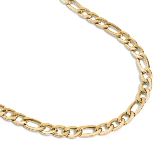 Stainless Steel 18K Gold PVD Coated Figaro Chain Necklace {5}