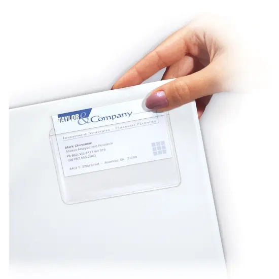 Self-Adhesive Business Card Holder, Top Load, 2" x 3-1/2", 10 Per Pack, 5 Packs {4}