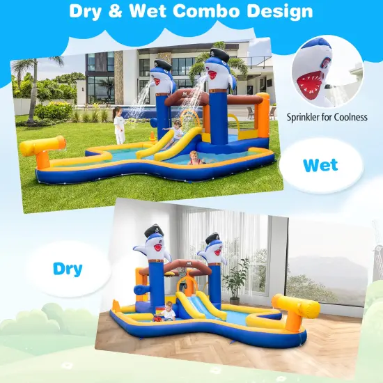 7-in-1 Water Slide Park With Splash Pool And Water Cannon Without Blower {4}