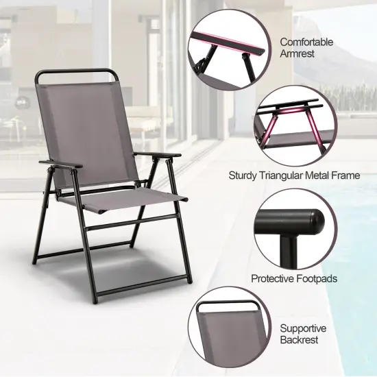 Outdoor Folding Sling Chairs Set Of 4 With Armrest And Backrest {6}
