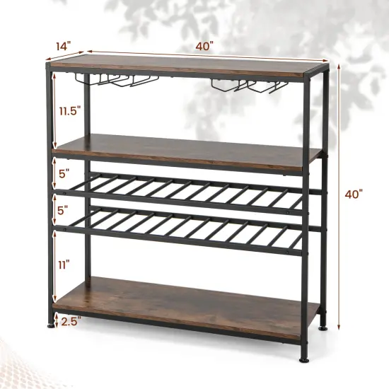 5-tier Wine Rack Table With Glasses Holder {5}