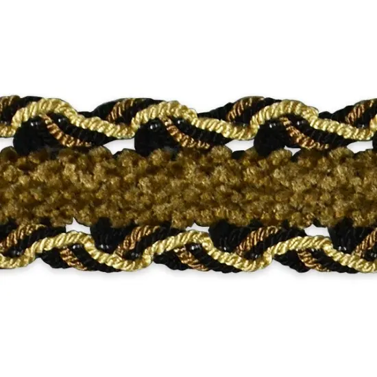 10 yards of Amore Decorative Gimp trim | 10 yard cut Black/ Gold {1}