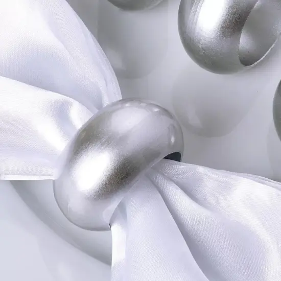 24-Pieces Acrylic Napkin Rings Set Silver {4}
