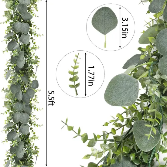 5.5ft Artificial Eucalyptus Garland: Ideal for Weddings, Home Decor, and Parties {3}