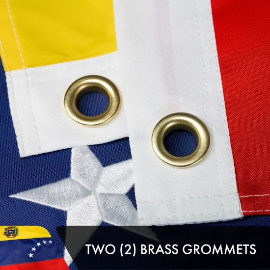 G128 Venezuela (Venezuelan) Flag | 3x5 feet | Double Sided Embroidered 210D Indoor/Outdoor, Brass Grommets, Heavy Duty Polyester {3}