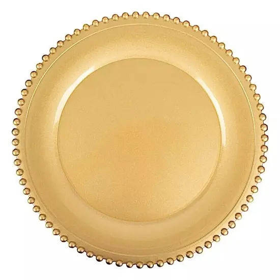 24 Gold 12" Round Beaded Rim Charger Plates {1}