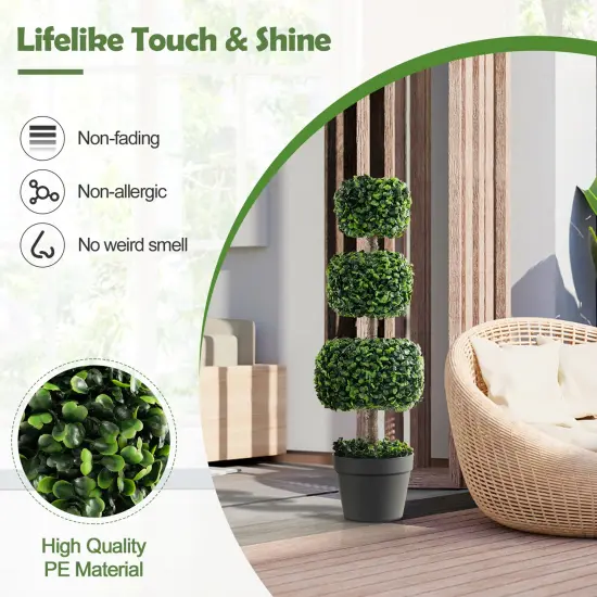 35 Inch Artificial Boxwood Topiary Ball Tree With Cement-filled Pot-green {5}