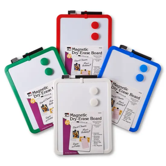 Magnetic Dry Erase Boards, 8.5" x 11" White Surface, Assorted Frames, Pack of 4 {1}