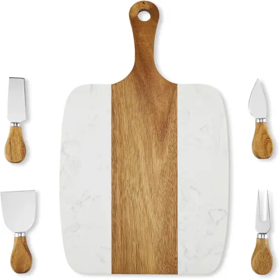 Makerflo Wood Marble Serving Board for Kitchen | Cutting Board Ideal for Personalization (Laser Engraving, Epoxy, UV DTF, Vinyl) | Individually Wrapped {1}