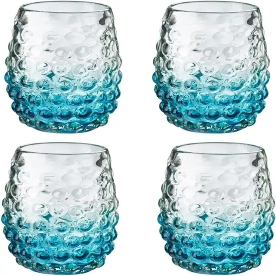 Amici Home-Catalina Double Old-Fashioned Set of 4, Glass Aqua, 12 Ounces {1}