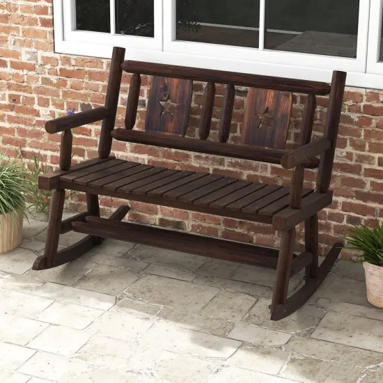 Patio Rocking Bench Double Rocker Chair With Ergonomic Seat 2-person Loveseat {2}